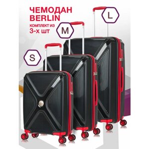 Комплект чемоданов L'case, 3 шт., 119 л, размер S/M/L, черный