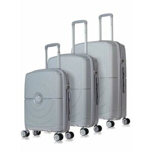Комплект чемоданов L'case Doha, 3 шт., 112.5 л, размер S/M/L, серебряный, серый