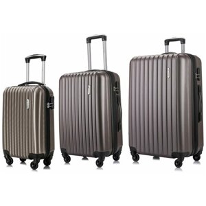 Комплект чемоданов L'case Krabi, 3 шт., 92 л, размер S/M/L, коричневый
