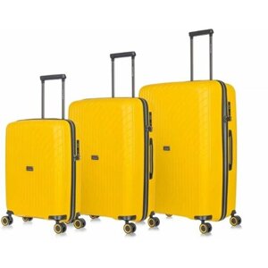 Комплект чемоданов L'case Madrid, 3 шт., 125 л, размер S/M/L, желтый