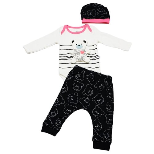 Комплект для младенца "Мишка"розовый (боди+штанишки+шапочка) арт. 15310-1 (Розовый; Размер 74 (Детский