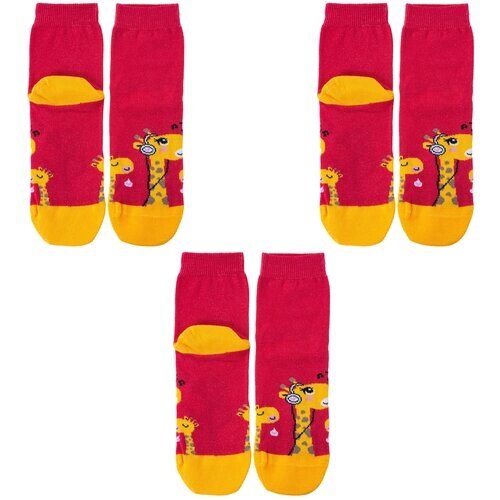 Комплект из 3 пар детских носков Носкофф (алсу) рис. 3766, красные, размер 18-20