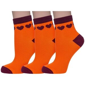 Комплект из 3 пар детских носков Носкофф (алсу) рис. 4198, оранжевые, размер 20-22