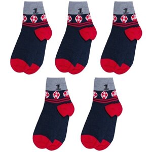 Комплект из 5 пар детских носков RuSocks (Орудьевский трикотаж) рис. 03, сине-красные, размер 16-18