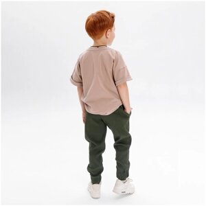 Комплект одежды Amarobaby детский, брюки и футболка, повседневный стиль, подарочная упаковка, пояс на резинке, размер 92, бежевый