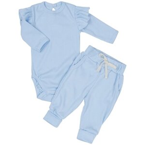 Комплект одежды Amarobaby, повседневный стиль, застежка под подгузник, размер 74, голубой