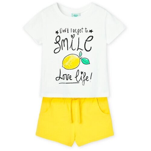 Комплект одежды Boboli, футболка и шорты, повседневный стиль, размер 164, белый, желтый