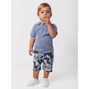 Комплект одежды Chadolls для мальчиков, рубашка и шорты, повседневный стиль, карманы, пояс на резинке, размер 80, синий, белый