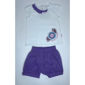 Комплект одежды cherubino для девочек, футболка и шорты, размер 92, фиолетовый