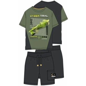 Комплект одежды cherubino, футболка и шорты, милитари стиль, размер (140)-72, хаки