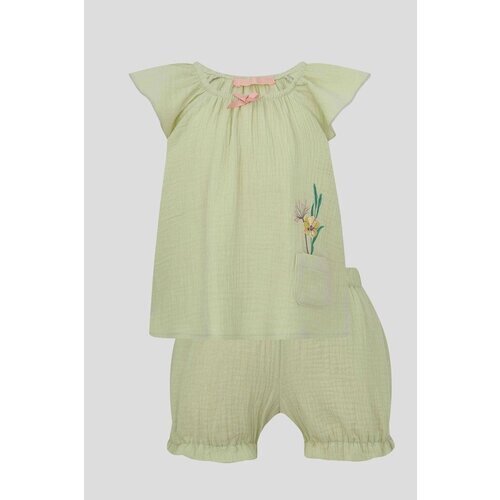 Комплект одежды Choupette для девочек, шорты и платье, повседневный стиль, пояс на резинке, размер 74, зеленый