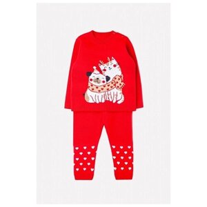 Комплект одежды crockid для девочек, джемпер и брюки, размер 74-80, красный