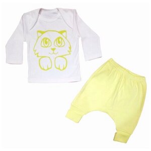 Комплект одежды детский, брюки и джемпер, повседневный стиль, размер 68-40, желтый