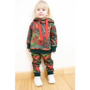Комплект одежды детский, брюки и худи, нарядный стиль, размер 92/98, зеленый