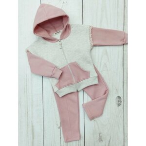 Комплект одежды для девочек, брюки и толстовка, повседневный стиль, размер 86, розовый