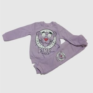 Комплект одежды для девочек, кофта и брюки, повседневный стиль, размер 74, фиолетовый