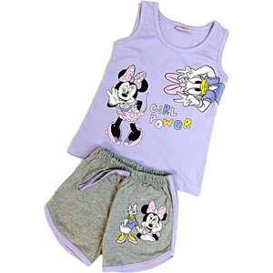 Комплект одежды Findik для девочек, шорты и майка, повседневный стиль, размер 26, серый, фиолетовый