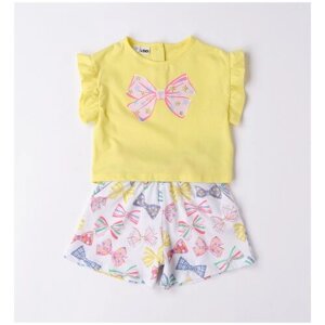 Комплект одежды Ido, футболка и шорты, повседневный стиль, размер 3A, желтый, розовый