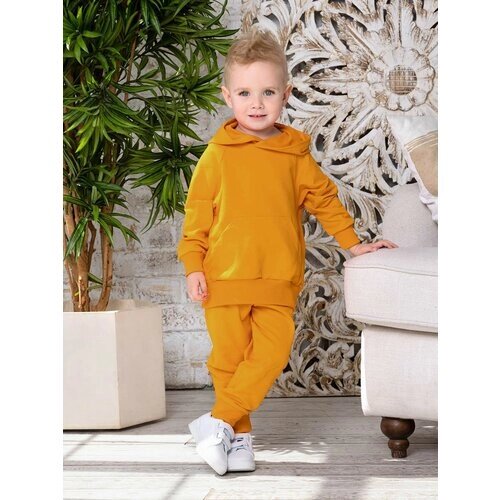 Комплект одежды ИвБэби, брюки и толстовка, спортивный стиль, капюшон, трикотажный, размер 80/48, оранжевый