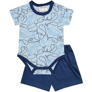 Комплект одежды Jacky для мальчиков, шорты и футболка, повседневный стиль, размер 86, голубой