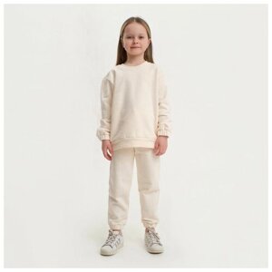Комплект одежды Kaftan, свитшот и брюки, спортивный стиль, размер 110-116, белый, бежевый