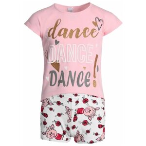 Комплект одежды KIP для девочек, футболка и шорты, повседневный стиль, размер 158, розовый