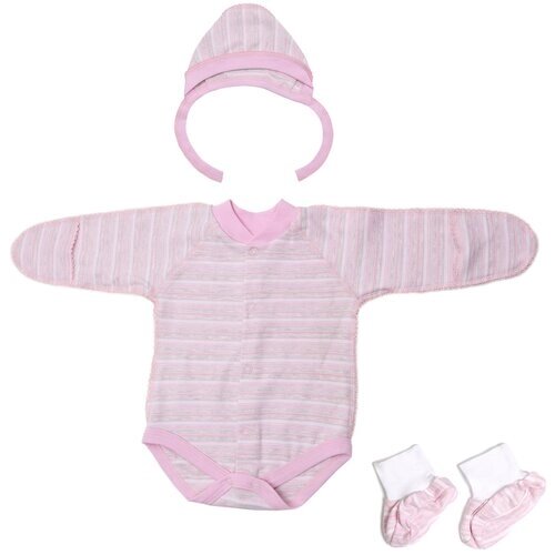 Комплект одежды Клякса детский, пинетки и чепчик, размер 56, розовый