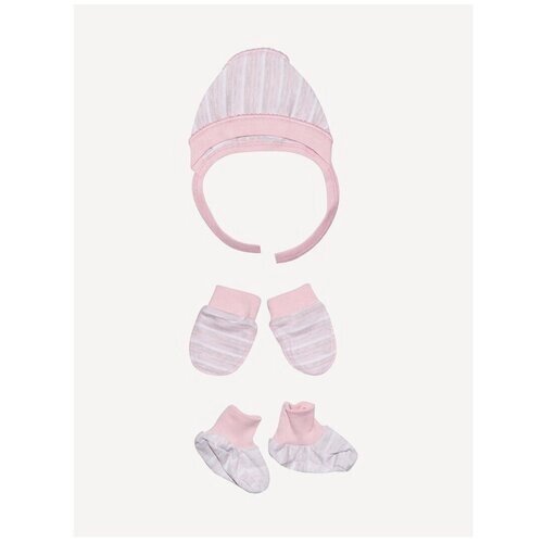 Комплект одежды Клякса детский, пинетки и рукавицы и чепчик, размер 56, розовый