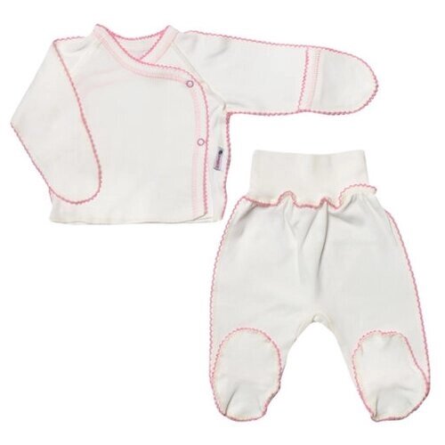 Комплект одежды Клякса детский, ползунки и распашонка, повседневный стиль, пояс на резинке, размер 20-62, белый, розовый