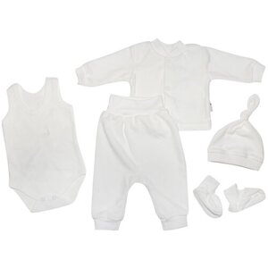 Комплект одежды Клякса детский, шапка и брюки и боди и кофта и пинетки, повседневный стиль, размер 20-56, бежевый