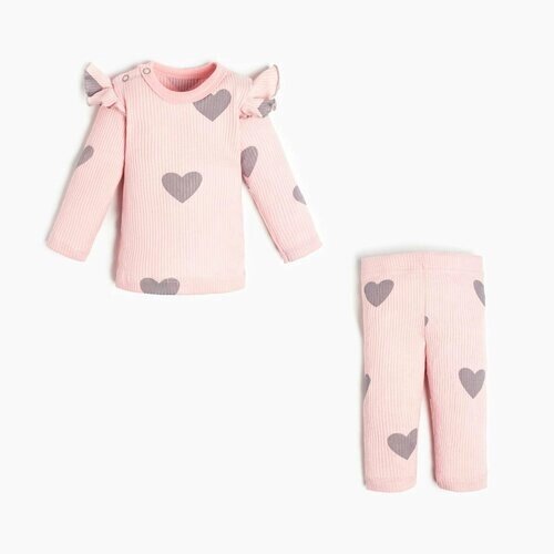 Комплект одежды Крошка Я детский, джемпер и легинсы, нарядный стиль, размер 62-68, розовый