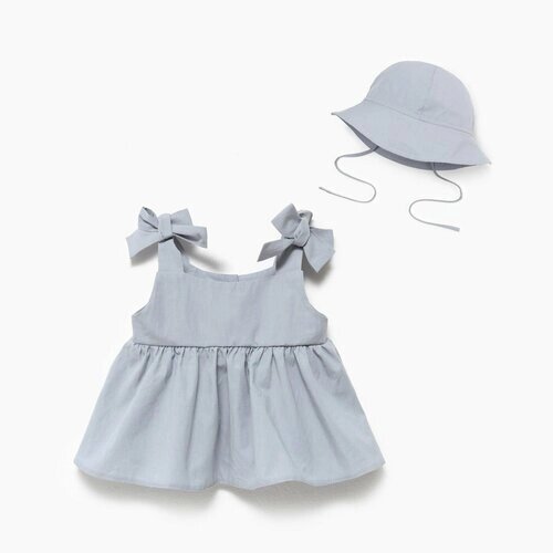 Комплект одежды Крошка Я детский, шапка и платье, повседневный стиль, размер 74-80, голубой