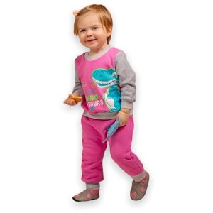 Комплект одежды Лапушка детский, брюки и свитшот, повседневный стиль, без карманов, без капюшона, манжеты, размер 80, розовый