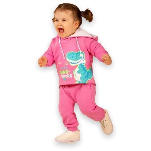 Комплект одежды Лапушка детский, брюки и толстовка, повседневный стиль, капюшон, размер 86, розовый