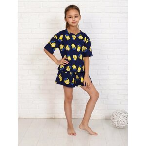 Комплект одежды Милаша, размер 146, синий, желтый