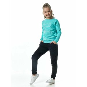Комплект одежды Mini Maxi для девочек, брюки и толстовка, повседневный стиль, размер 92, бирюзовый