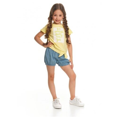 Комплект одежды Mini Maxi для девочек, легинсы и футболка, повседневный стиль, размер 92, желтый