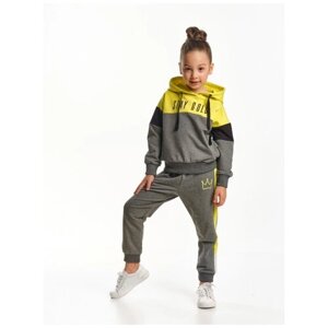 Комплект одежды Mini Maxi, джемпер и брюки, повседневный стиль, размер 104, серый, желтый