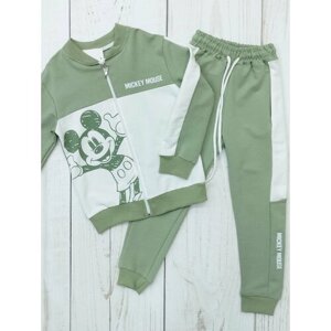Комплект одежды , олимпийка и брюки, повседневный стиль, размер 104, зеленый