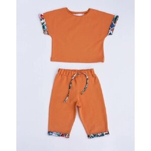 Комплект одежды Pinito, футболка и бриджи, нарядный стиль, размер 30, оранжевый