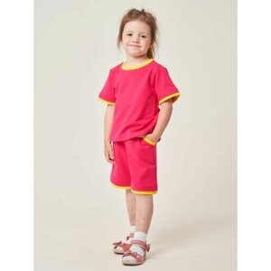 Комплект одежды Промдизайн детский, шорты и футболка, повседневный стиль, размер 86/92, фуксия