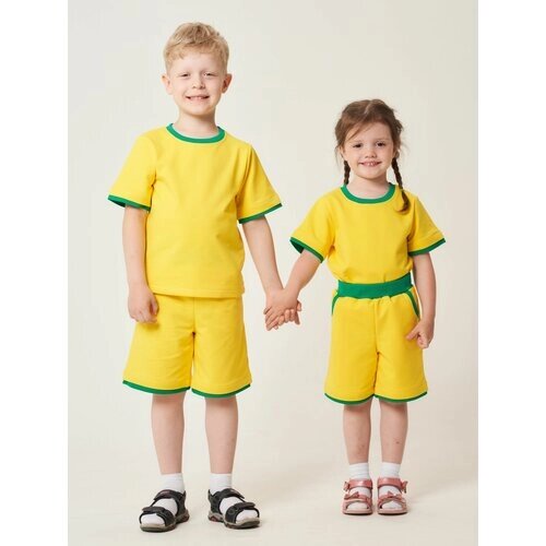 Комплект одежды Промдизайн, футболка и шорты, повседневный стиль, размер 104/110, желтый