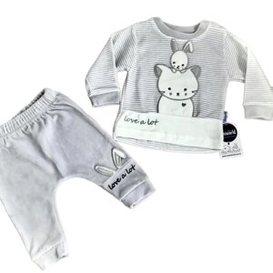 Комплект одежды , размер 6-9 месяцев, белый, серый