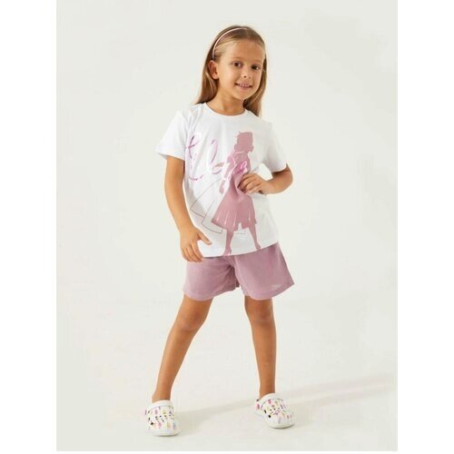 Комплект одежды , размер 7-8 лет, лиловый, белый