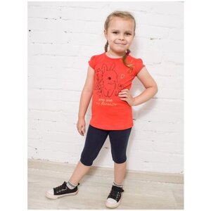 Комплект одежды РиД - Родители и Дети, футболка и бриджи, повседневный стиль, размер 122-128, оранжевый