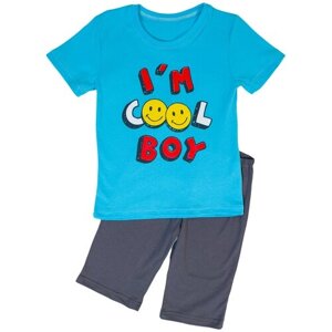 Комплект одежды РиД - Родители и Дети, футболка и шорты, повседневный стиль, размер 98-104, голубой