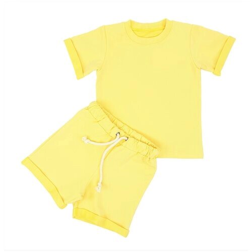 Комплект одежды Стеша, футболка и шорты, повседневный стиль, размер 30 (104-110), желтый