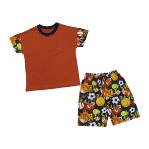 Комплект одежды Светлячок-С детский, футболка и шорты, повседневный стиль, без капюшона, размер 80-86, коричневый