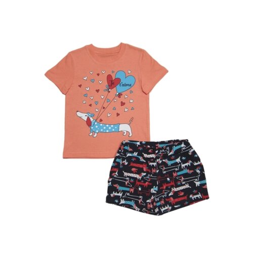 Комплект одежды Светлячок-С, футболка и шорты, повседневный стиль, размер 116-122, коралловый