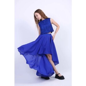 Комплект одежды , топ и юбка, нарядный стиль, размер 40, синий